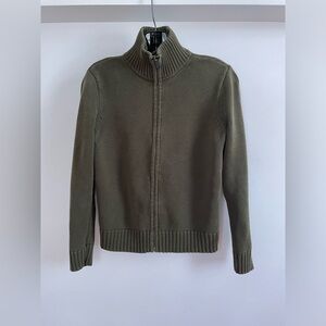 Lauren by Ralph Lauren Olive Green Zip-Up Sweater